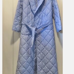 Vintage Norm Thompson Full Length Powder Blue Quilted Puff Wrap Robe Women's XS